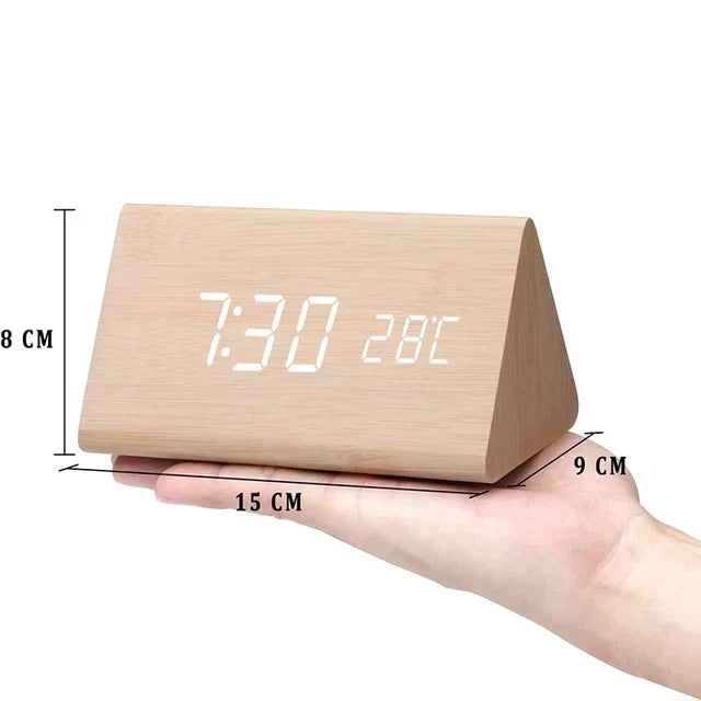 Wooden watch with LED display and voice control - EcoClock
