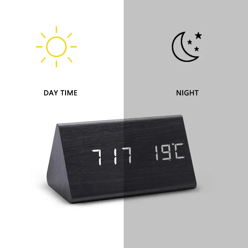 Wooden watch with LED display and voice control - EcoClock