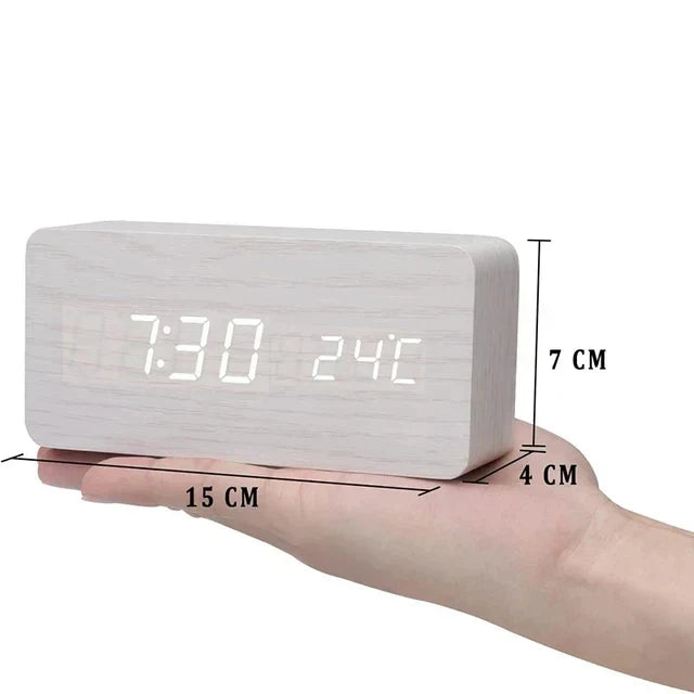 Wooden watch with LED display and voice control - EcoClock