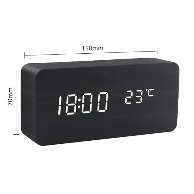 Wooden watch with LED display and voice control - EcoClock