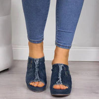 Women's denim wedge sandals – Elisabetta