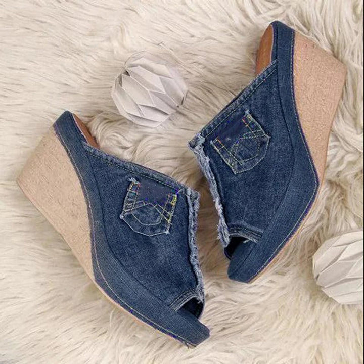 Women's denim wedge sandals – Elisabetta