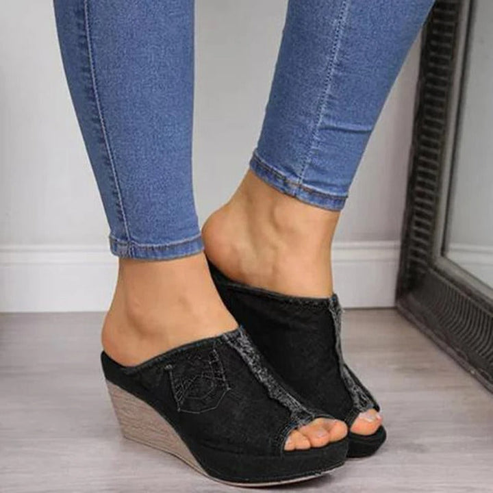 Women's denim wedge sandals – Elisabetta