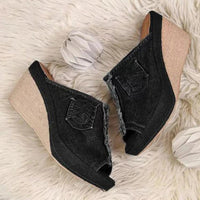 Women's denim wedge sandals – Elisabetta