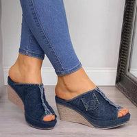 Women's denim wedge sandals – Elisabetta