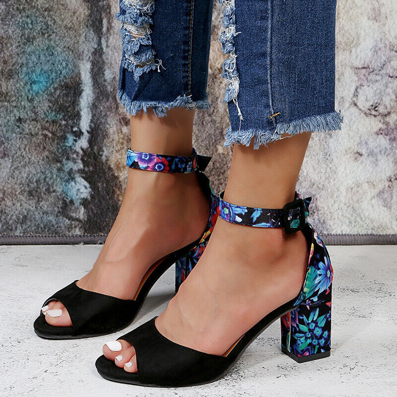 Floral High Heels with Ankle Strap – Marcella
