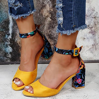 Floral High Heels with Ankle Strap – Marcella
