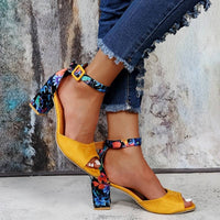 Floral High Heels with Ankle Strap – Marcella