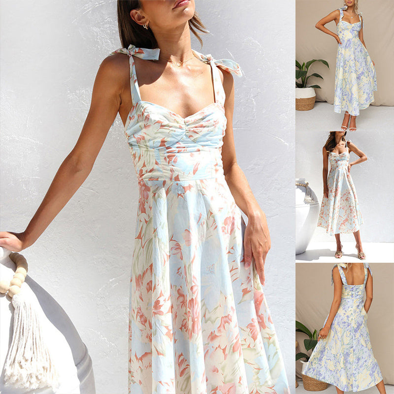 Blumen Midi-Kleid aus leichtem Stoff – Alina