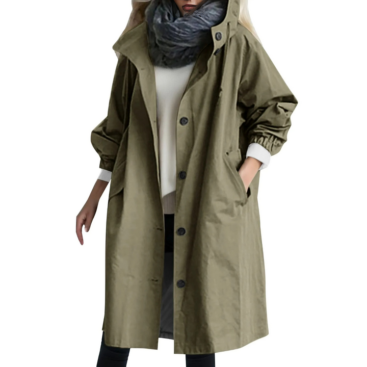 Vindtæt dame trenchcoat med hætte - Luna