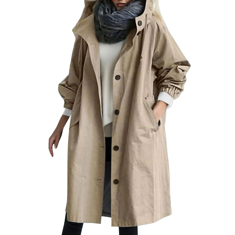 Vindtæt dame trenchcoat med hætte - Luna