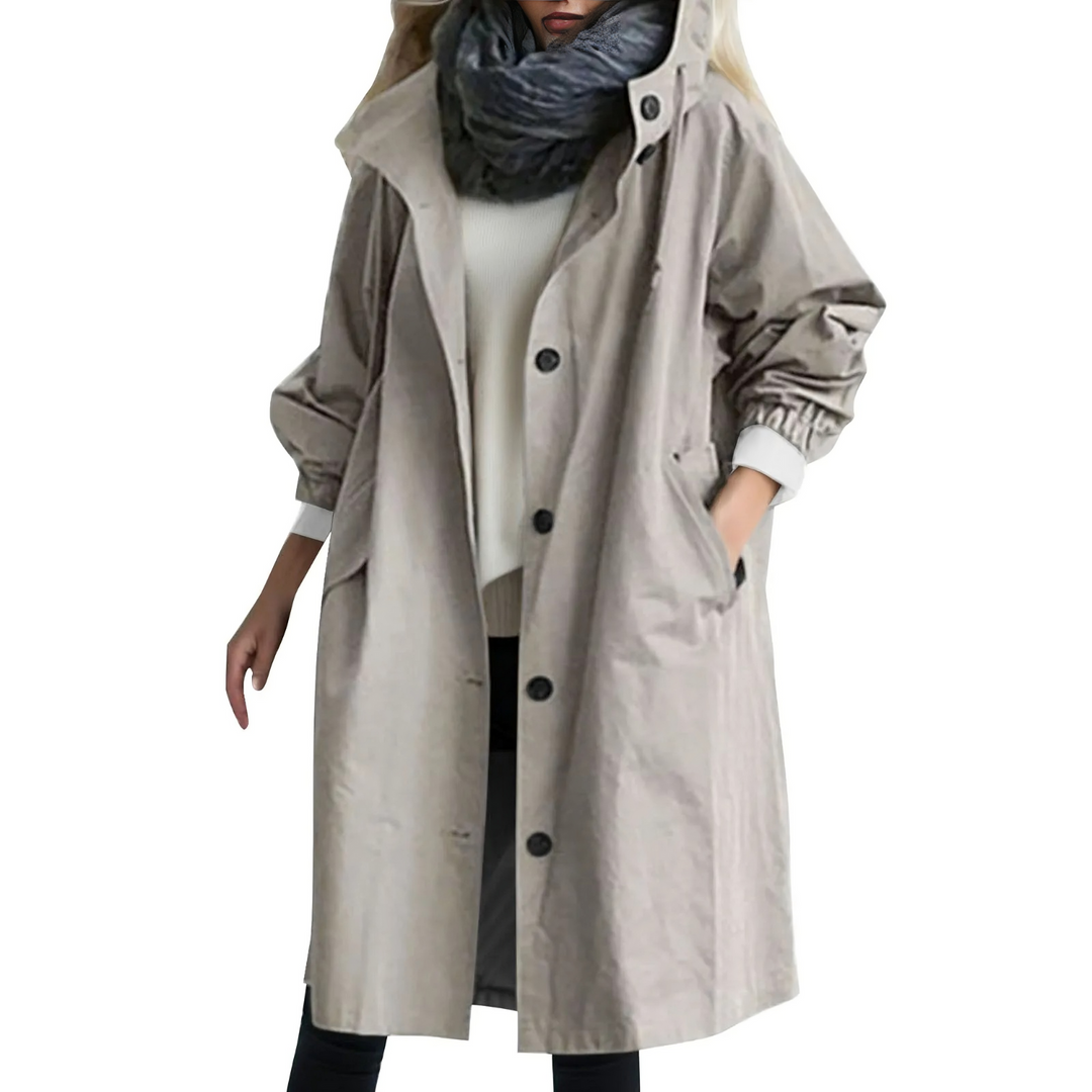Vindtæt dame trenchcoat med hætte - Luna