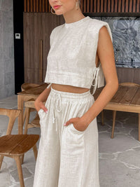 Two-piece summer set with crop top and pants – Valeria