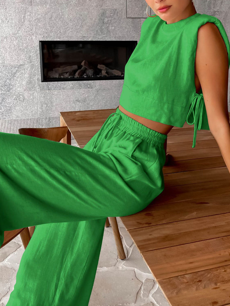 Two-piece summer set with crop top and pants – Valeria