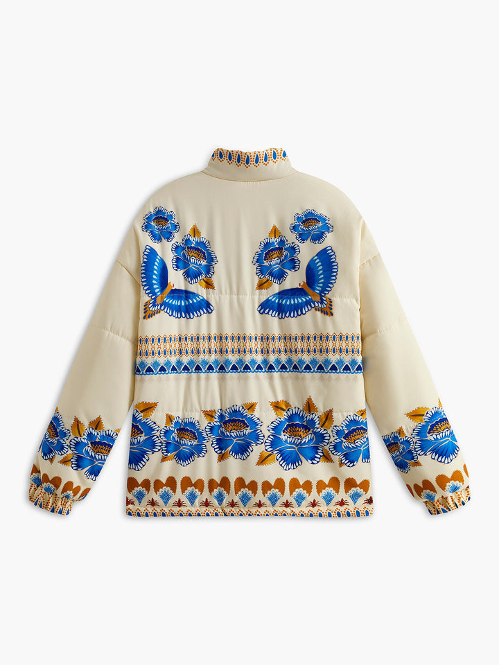 Boho-vinterkåpe med trykk og glidelås – Zahara
