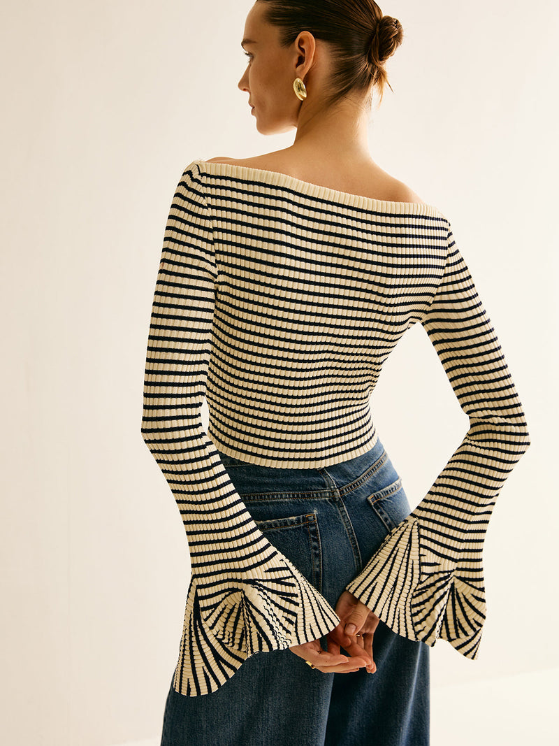 Cold-Shoulder Striped Women's Shirt – Selene