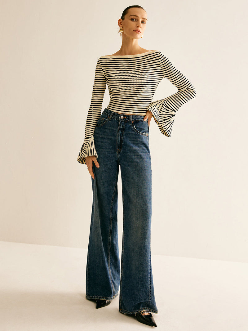 Cold-Shoulder Striped Women's Shirt – Selene