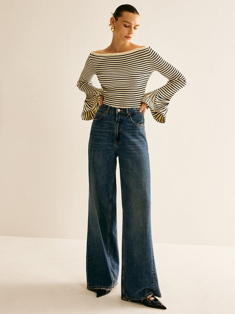 Cold-Shoulder Striped Women's Shirt – Selene