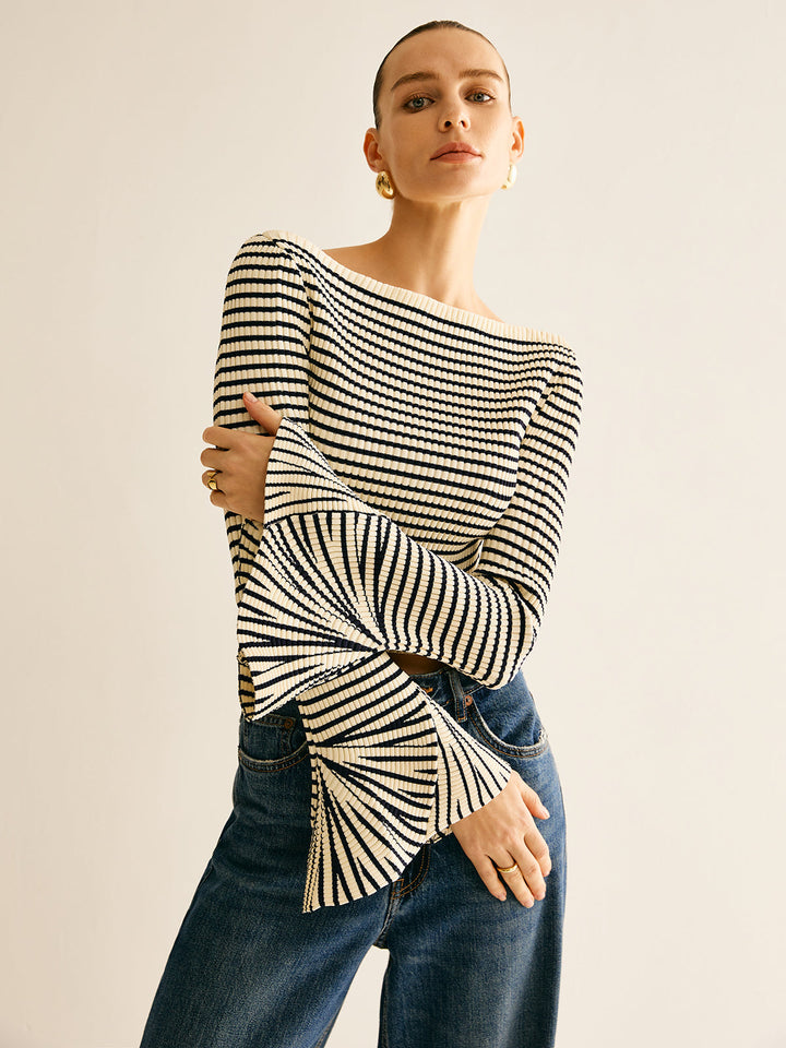 Cold-Shoulder Striped Women's Shirt – Selene