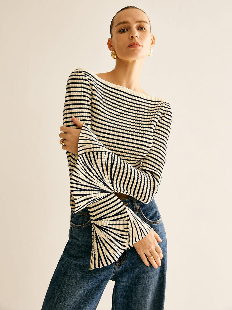Cold-Shoulder Striped Women's Shirt – Selene