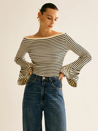 Cold-Shoulder Striped Women's Shirt – Selene