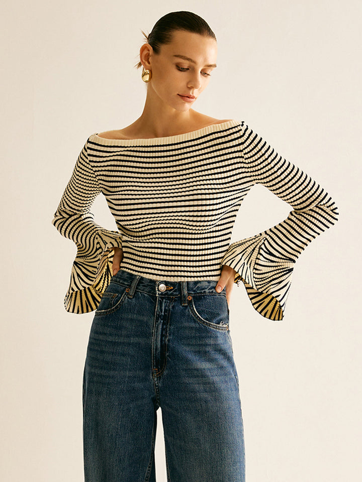 Cold-Shoulder Striped Women's Shirt – Selene