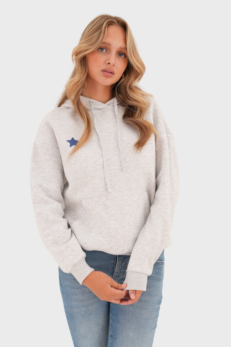Gray women's sweater with playful star print – LunaStar