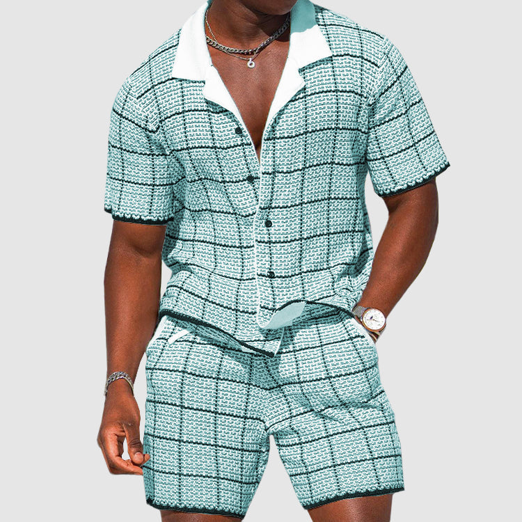 Two-piece men's summer pants with check pattern – Jules