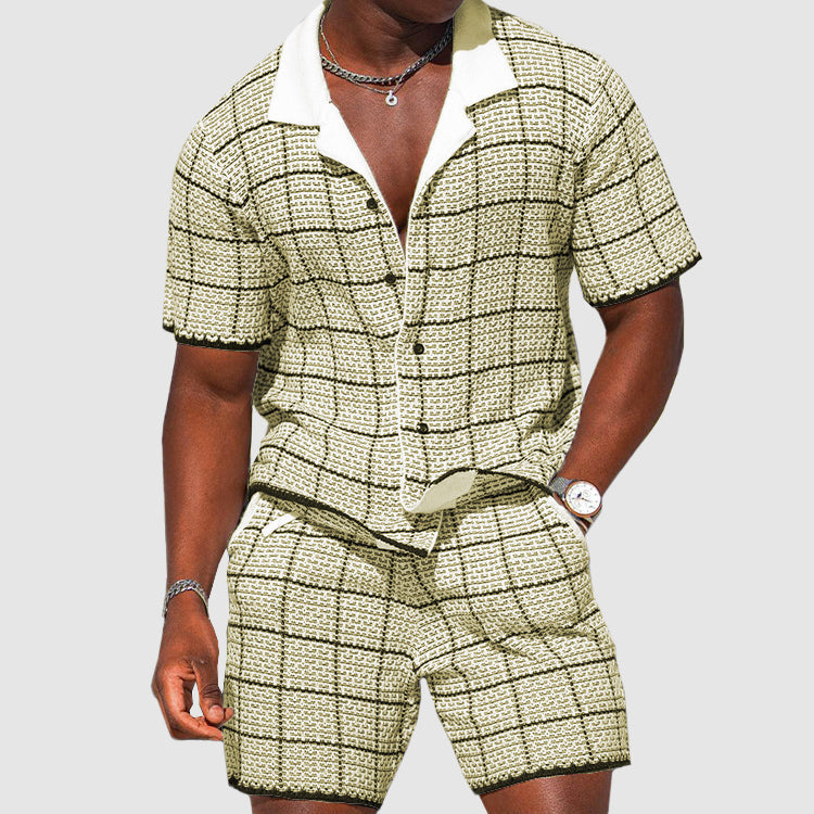 Two-piece men's summer pants with check pattern – Jules