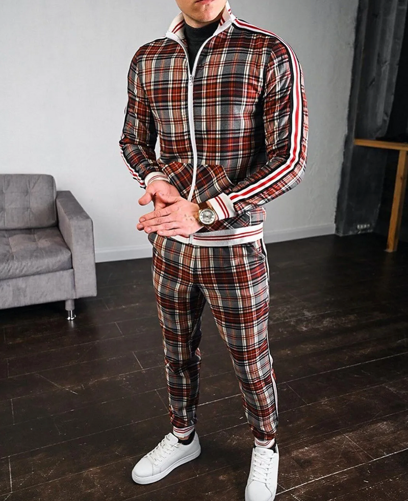 Stylish Men's Training Set with Checkered Pattern – Dorian