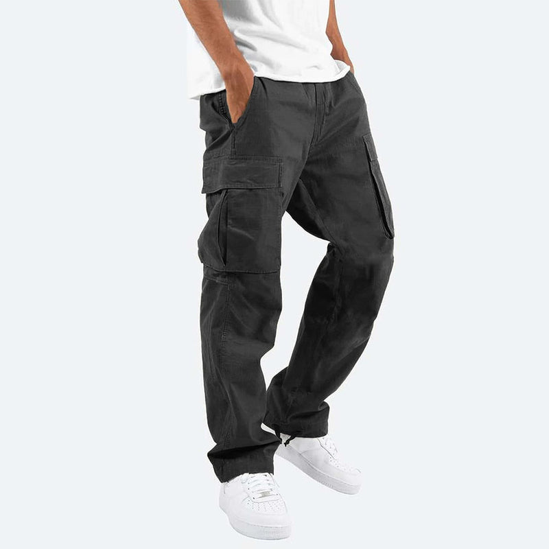 Schwarze Cargo-Hose Herren, Baumwolle, lässig, Taschen, Streetwear, Mode, bequem, modern