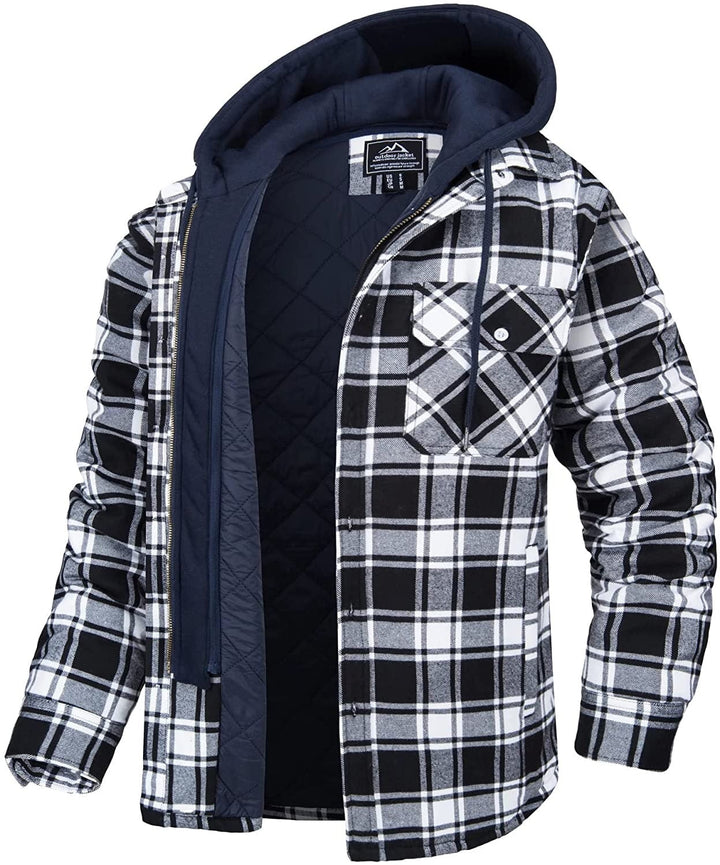 Checkered men's vest with hood and warm lining – Ethan