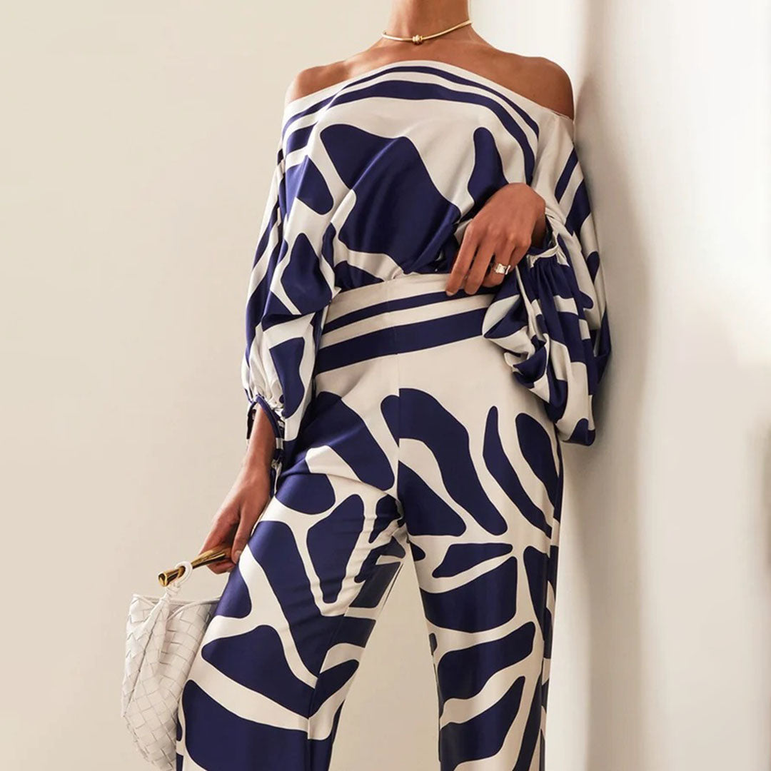 Zweiteilige Satin-Set mit Muster – Selena