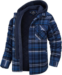 Checkered men's vest with hood and warm lining – Ethan