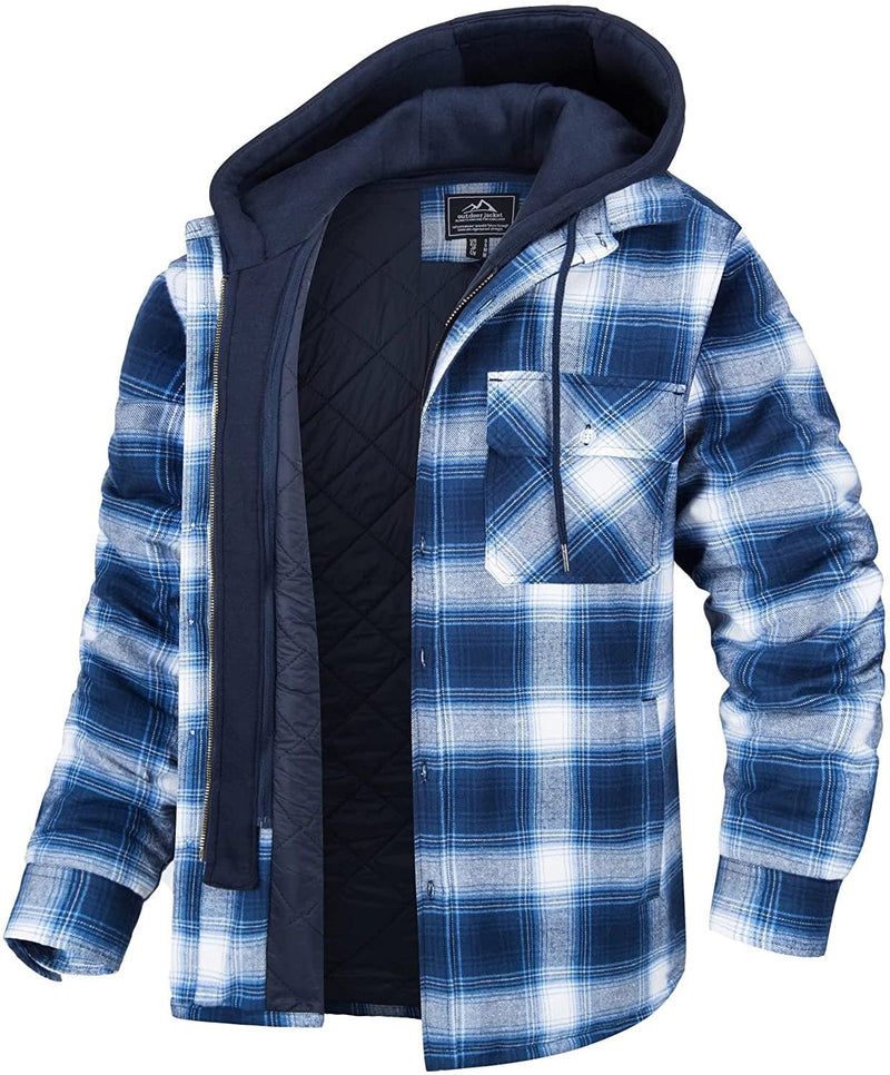Checkered men's vest with hood and warm lining – Ethan