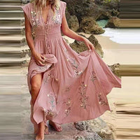 Boho summer midi dress with V-neck and airy cut – Talia