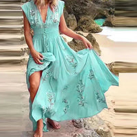 Boho summer midi dress with V-neck and airy cut – Talia