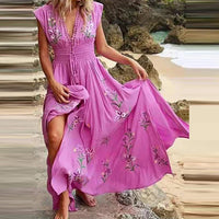 Boho summer midi dress with V-neck and airy cut – Talia