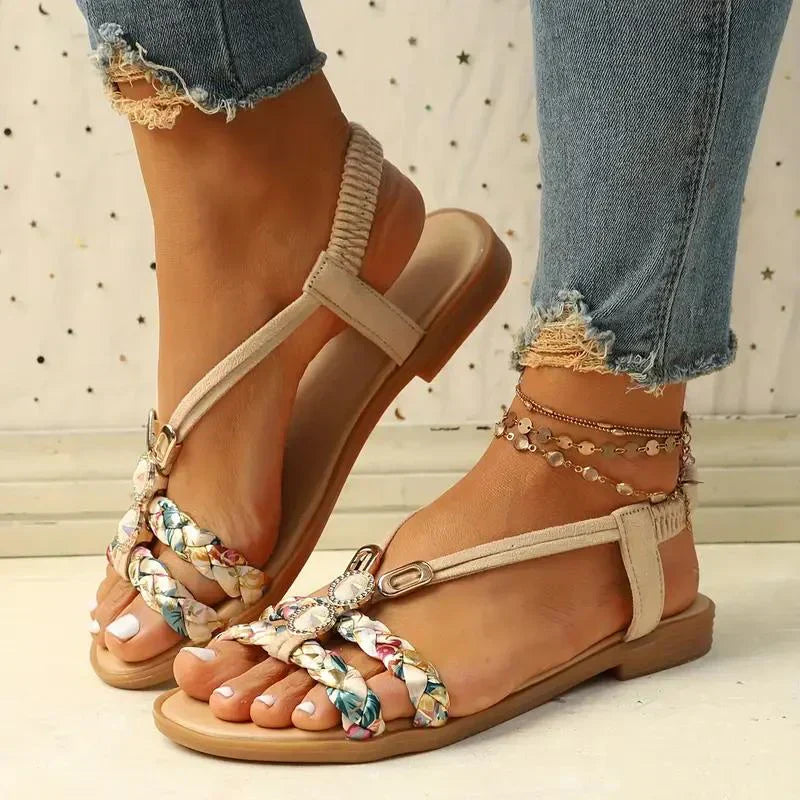 Boho-perle slip-on sommersandalen – Amira