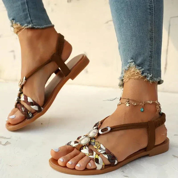 Boho-perle slip-on sommersandalen – Amira