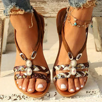 Boho-perle slip-on sommersandalen – Amira