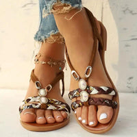 Boho-perle slip-on sommersandalen – Amira