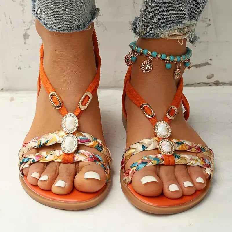 Boho-perle slip-on sommersandalen – Amira