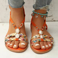 Boho-perle slip-on sommersandalen – Amira