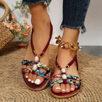 Boho-perle slip-on sommersandalen – Amira