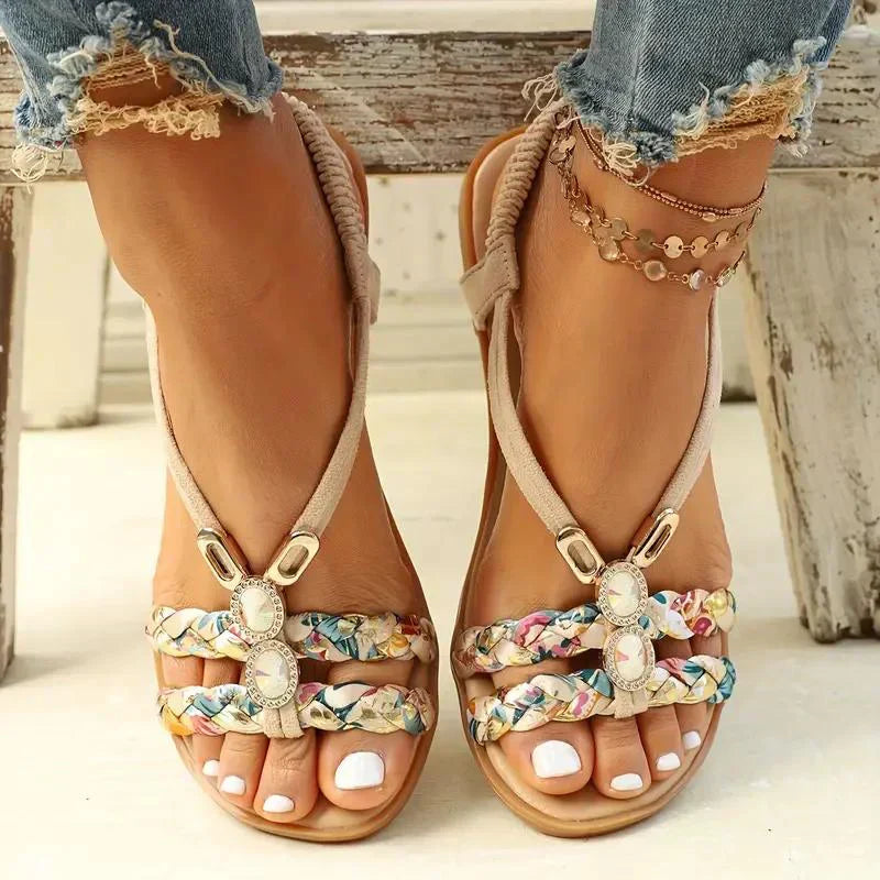 Boho-perle slip-on sommersandalen – Amira