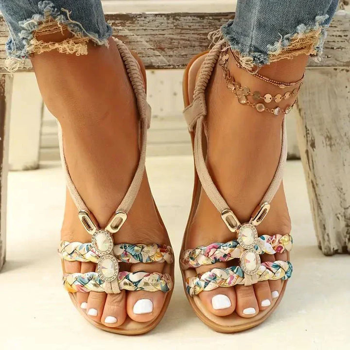 Boho-perle slip-on sommersandalen – Amira