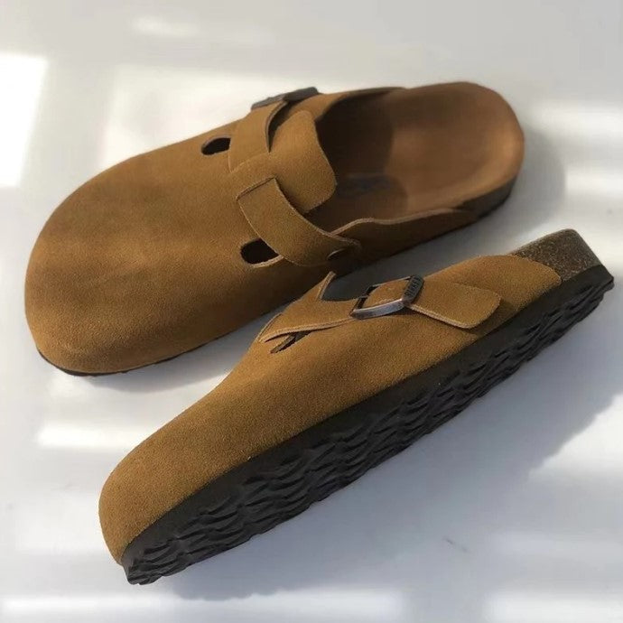 Suede Slippers with Adjustable Strap - Summit