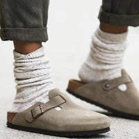 Suede Slippers with Adjustable Strap - Summit