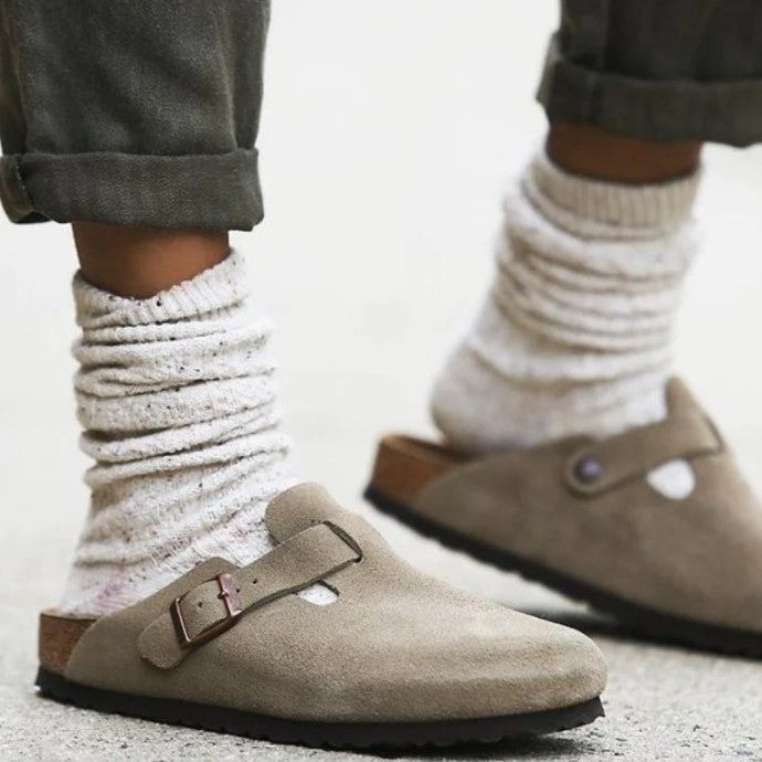 Suede Slippers with Adjustable Strap - Summit